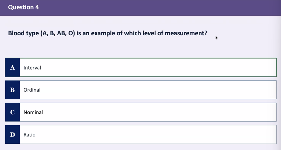 <p>what is the level of measurment?</p>