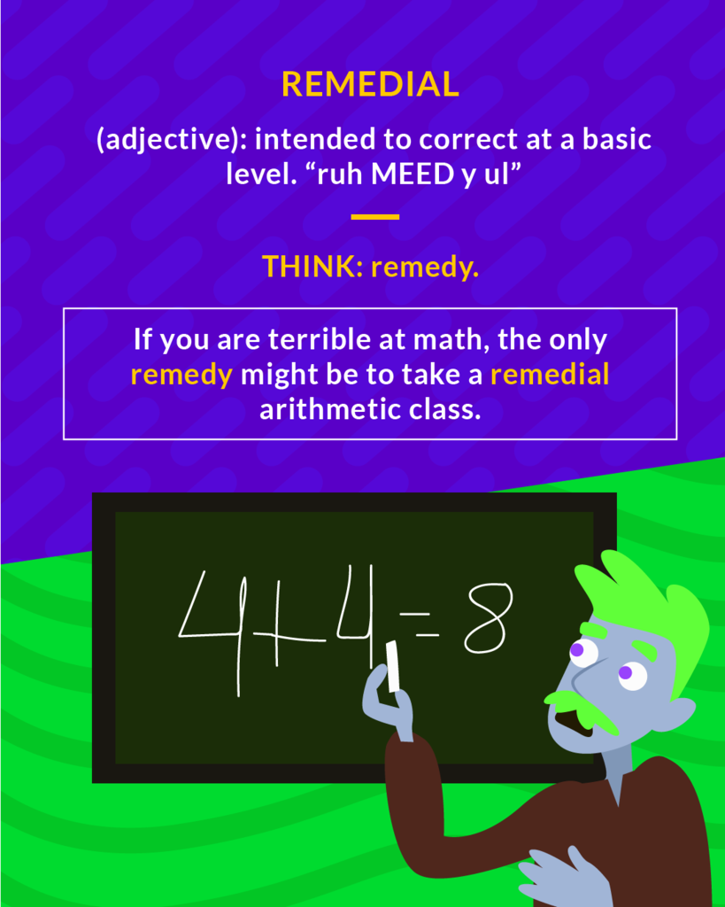 <p>(adj.) intended to repair gaps in students' basic knowledge</p><p>(adj.) intended to correct at the basic level</p>