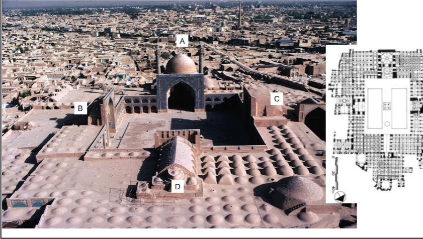 <p><span style="background-color: transparent;">How is an “iwan” plan mosque different from a hypostyle-plan mosque?&nbsp;</span></p><p><span style="background-color: transparent;">What is an iwan?&nbsp;</span></p><p><span style="background-color: transparent;">Using the Friday Mosque at Isfahan as an example, how can we tell which iwan points toward Mecca?</span></p>