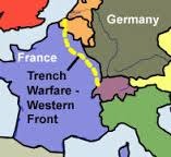 <p>A wartime front characterized by trench Warfare, small land gains, and a bloody stalemate. On this front, Germany fought Britain and France.</p>