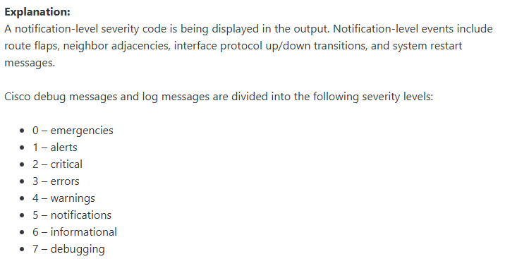 <p><span>A notification-level severity code is being displayed in the output</span></p>