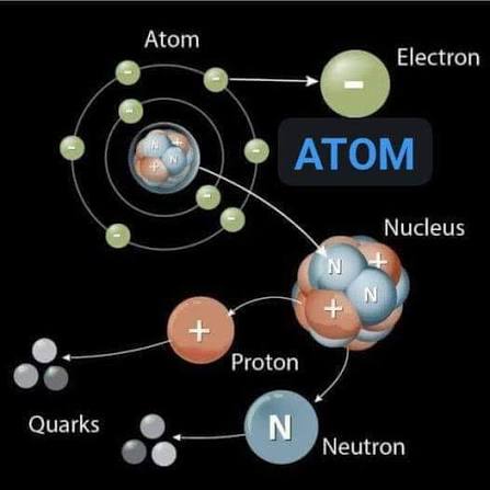 <ul><li><p><span><span>Proton (+)</span></span></p></li><li><p><span><span>Neutron (neutral)</span></span></p></li><li><p><span><span>Electron (–)</span></span></p></li></ul><p></p>