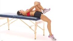 <p>Bring one knee to chest while supine; opposite thigh rising indicates hip flexor tightness.</p>