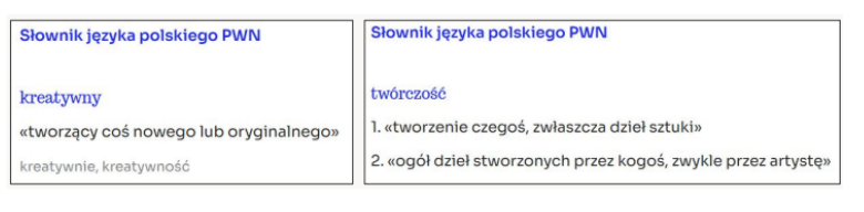 <p> zjawisko, które polega na tworzeniu przez jednostki czegoś nowego i wartościowego (sztuka, literatura, muzyka, nauka...)</p>