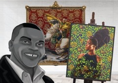 <p>The artwork below BEST reflects how contemporary artists address issues of race and representation using</p>