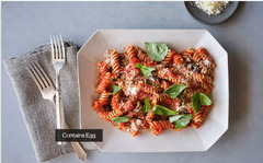 <p>Fusilli pasta, a shape perfect for grabbing as much of our classic four-hour braised tomato sauce as possible, is topped with parmesan, olive oil, and basil. </p><p>*noodles contain egg*</p><p>Add ons: none</p><p>Modifications: No Parmesan</p><p>Allergens: Dairy, Egg</p>