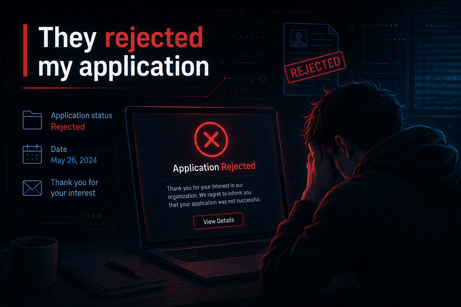 <p>They rejected my application</p>