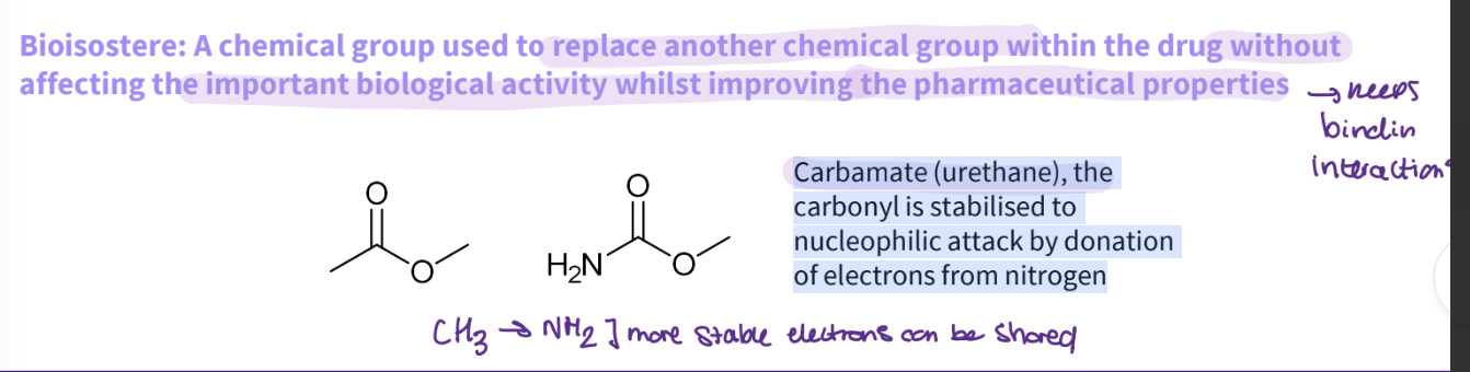 <p>Oxygen can act as an acceptor</p><p>Carbonyl more likely-more exposed,higher electron density</p><p>Could replace with an ether - removes carbonyl </p>