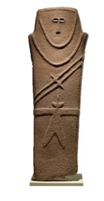 <p>Anthropomorphic stele is from where </p>