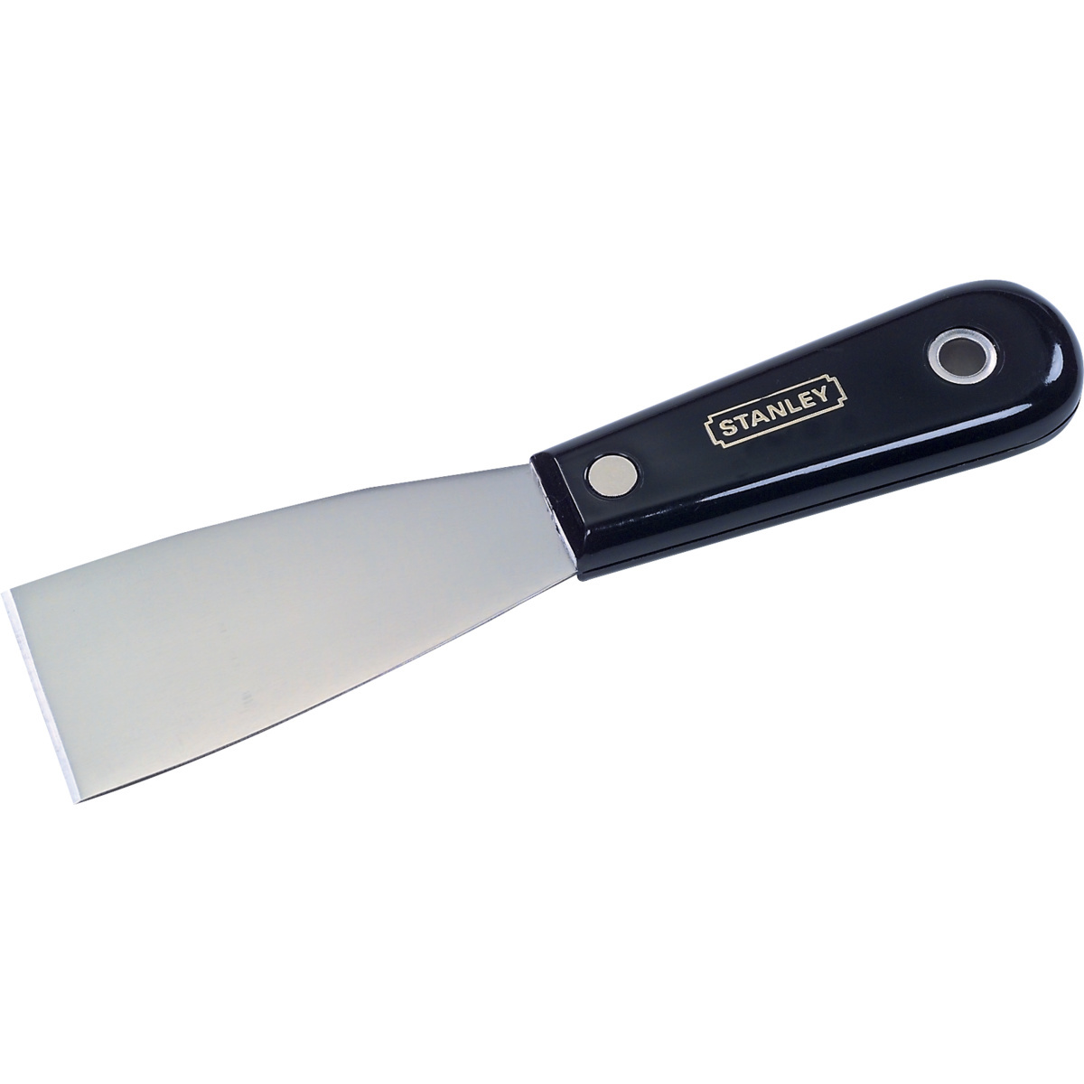 <p>Hand tool with a flexible or rigid blade, typically 1–12 inches wide, used to apply putty or spackle, seal windows, and scrape surfaces during finishing work.</p>