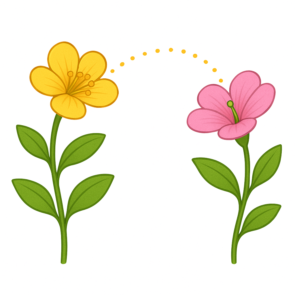 <p>The process when pollen from one plant travels to a flower on a different plant.</p>