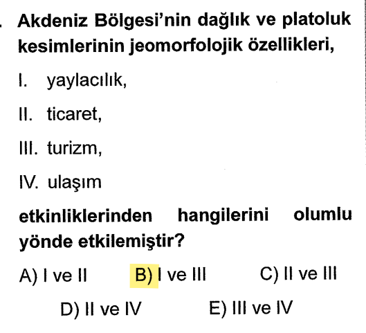<p>Akdeniz'de Toros Dağları ve yüksek platolar; serinlemek için <strong>yaylacılığa</strong> ve kışın kayak, yazın doğa sporu gibi <strong>turizm</strong> faaliyetlerine imkan sağlar.</p>