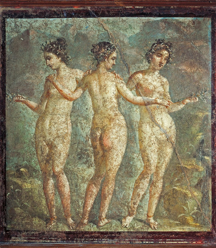 <p>Wat stelt het fresco van de 3 Gratiën voor?</p>