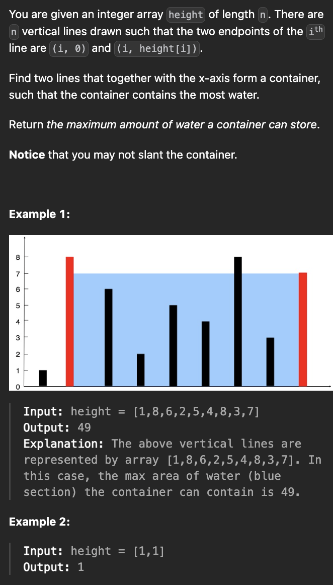 <p><strong>Container With Most Water</strong></p>