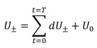<p>𝑈± =∑𝑑𝑈±+𝑈0</p><p></p><p>Where 𝑈0 is an integration factor. Note that during late diastole, the velocity in the arteries is usually near zero, so we take 𝑈0 = 0</p>