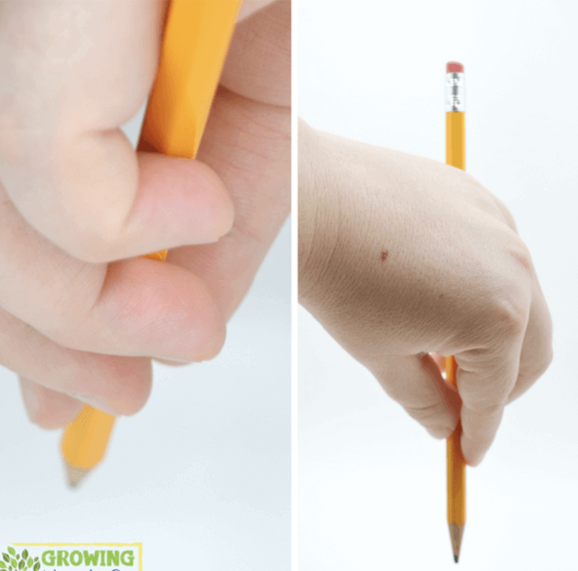 <p>Identify the grasp pattern and what age it typically develops.</p>