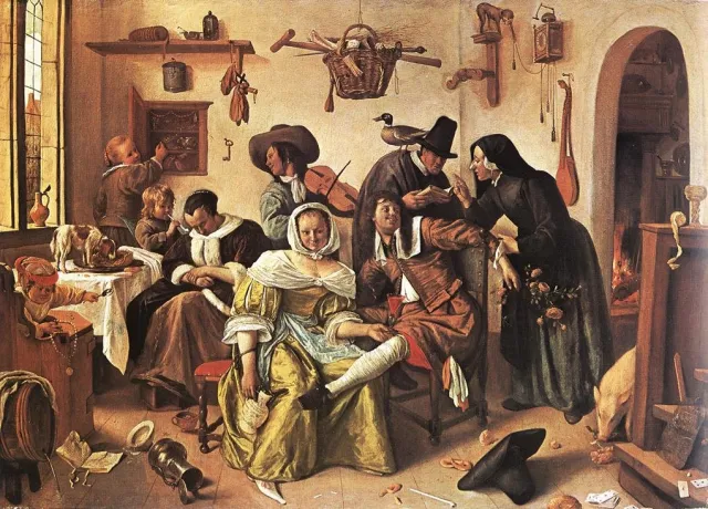 <p>Jan Steen, <em>In Luxury, Look Out</em></p>