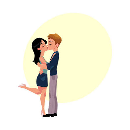 <p>to kiss (one another)</p>