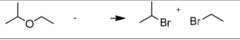 <p>splits an ether with -Br at each end</p><p>acid-catalyzed cleavage of ethers</p>