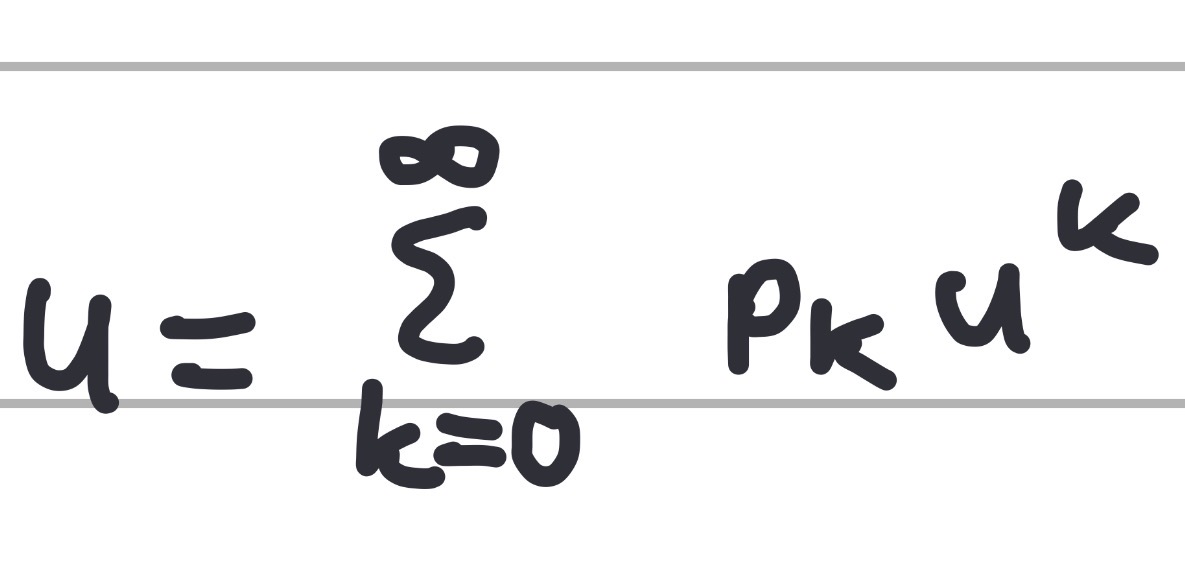 <p>Emergence of a giant component in a Poisson random graph model: </p><p>Explain the following expression for the fraction of nodes u that do not belong to the giant component</p>