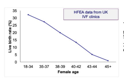 <ul><li><p>Age-related fertility decline <strong>not rescued by IVF using own eggs</strong></p></li><li><p>Suggests problem lies with the <strong>oocyte (egg), not uterus</strong></p></li><li><p><strong>Your notes:</strong></p><ul><li><p>Issue is the oocyte itself</p></li><li><p>Evidence from use of donor eggs</p></li></ul></li></ul><p></p>