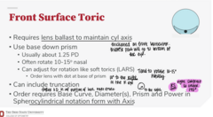 <p>How is a lens ballast formed in a front surface toric lens?</p>