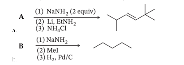 <p>7.56</p><p>Working backwards, deduce the starting material that led to the indicated product through the defined reactions</p>