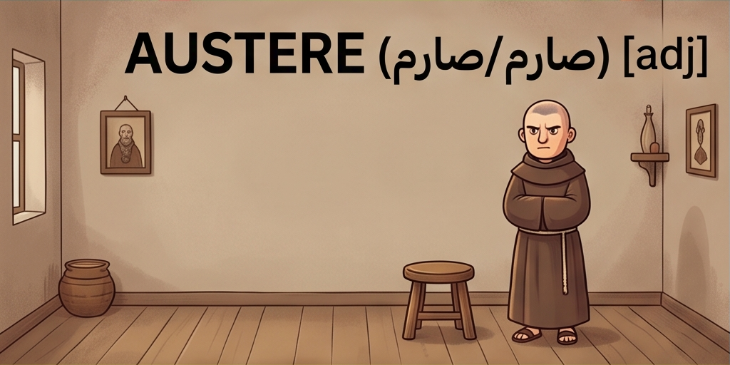 <p>1. Strict in manner</p><p>2. Lack of comforts or luxuries</p>