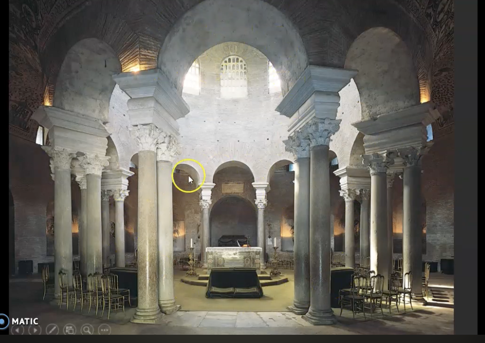 <p>the inside--this is where the sarcophagus of Costanza would have resided. </p><p>-Costanza was the sister of Constantine so this was a mausoleum dedicated to his and to honor his beloved sister. </p><p>-there's a ring of pairs of Corinthian columns that encircle it,</p>