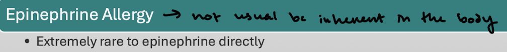 <p>Typically sodium bisulfite or metabisulfite used as an antioxidant to stabilize the VC can trigger an allergic reaction in sulfite-sensitive patients, but this is not really an allergy to epinephrine.</p>