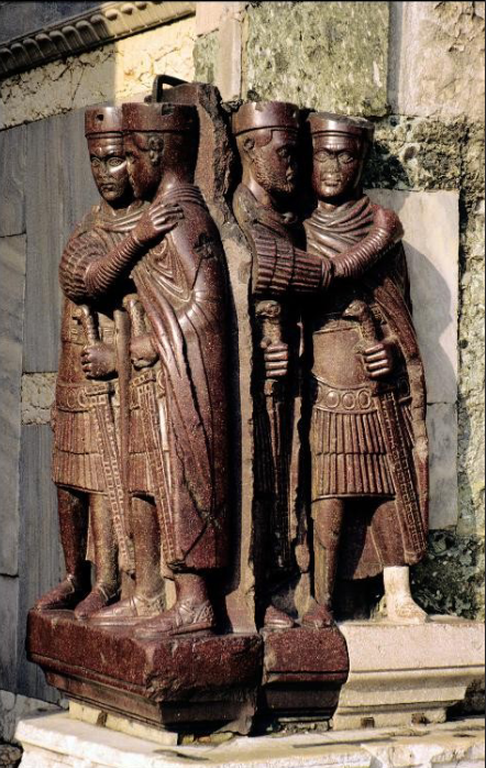 <p>Tetrarchs, porphyry, Venice, c. 305</p>
