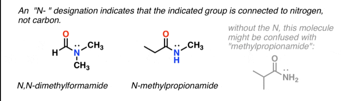 <p><span>An N-substituted amine is a secondary () or tertiary () amine where one or more hydrogen atoms on the nitrogen are replaced by alkyl or aryl groups (R). </span></p>