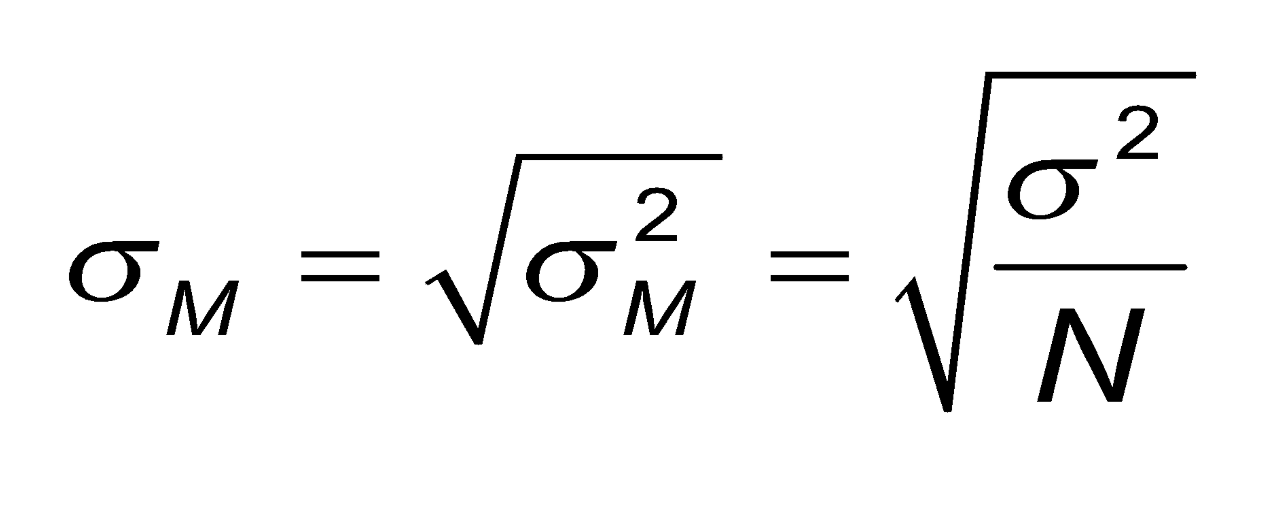 <p>the standard deviation of a distribution of means is the square root of the variance of the distribution of means (standard error)</p>