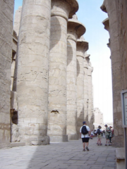 <p>A hall in the Temple of Amun-Ra at Karnak, Luxor, made out of sandstone and mud brick. Built during the Middle-New Kingdom, characterized by papyrus-style capitals and a post-and-lintel structure.</p>