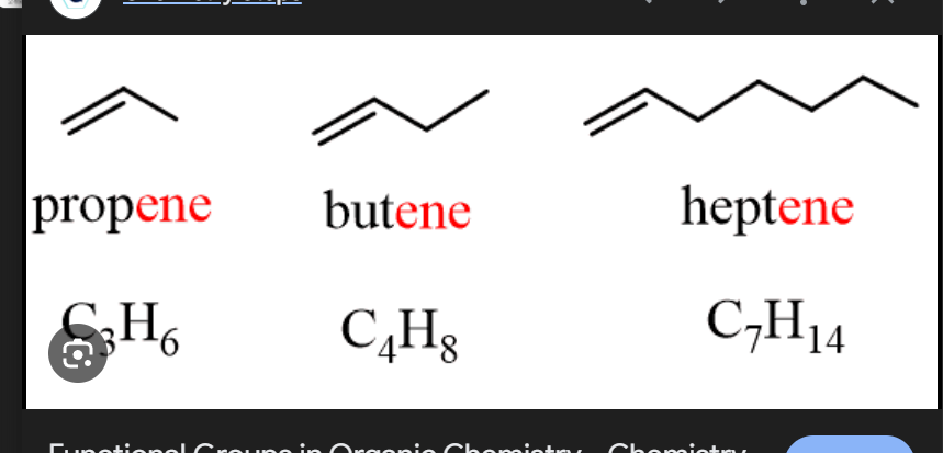 <p>How many carbon bonds does a Alkene molecule have?</p>