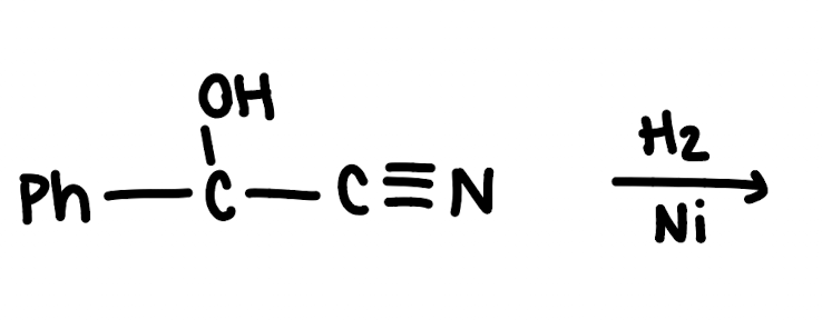 <p>Cyanohydrin + H2 metal catalyst</p>