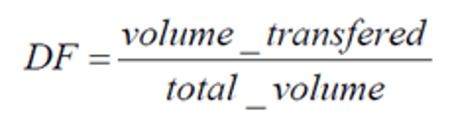 <p>= the volume of the amount to be diluted the same volume plus the diluent10-Fold Dilution = 1/1 + 9100-Fold Dilution = 1/1 + 991000-Fold Dilution = 1/1 + 999</p>