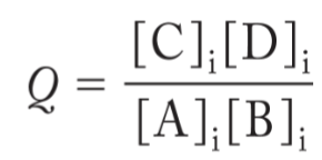 <p>under conditions where reactants and products are NOT at 1 M initial concentrations </p><p>Q is the ratio of initial concentrations of products over reactants </p><p>M1T6</p>