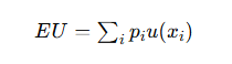 <ul><li><p>people maxamise utility not money</p></li><li><p>u(x)= utility from money x</p></li><li><p></p></li></ul><p></p>