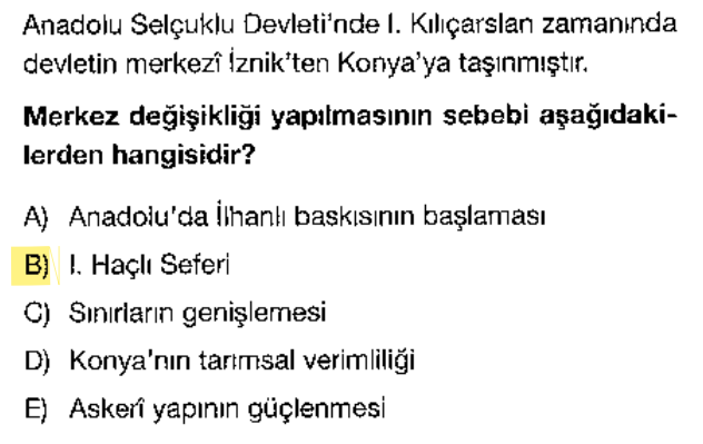 <p>I. Kılıçarslan, büyük bir Haçlı ordusu gelince merkezi daha güvenli olan iç kesime, yani Konya'ya çekmiştir.</p>