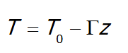 <ul><li><p>Lower temperature → saturation of air decreases and precipitation is condensed. </p></li><li><p>Temperature decreases linearly with height in the lower atmosphere, meaning e sat can be converted to a function of elevation (z). </p></li></ul><p></p><p>T0 is the temperature at the surface, the squashes T is the lapse rate, or rate at which temperature typically decreases (usually approx 6 degrees per km). </p>