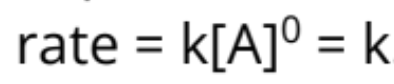 <p>rate = k[A]<sup>0</sup></p>