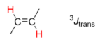 <p><strong><u>Complex Spin Multiplicity in Tri-Substituted Alkene System </u></strong></p><ul><li><p>3J trans = _____</p></li></ul><p></p>