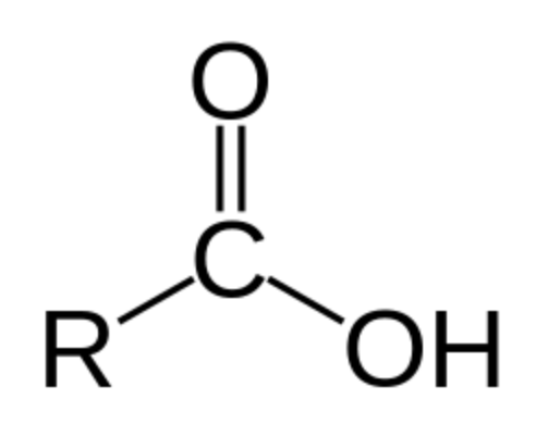 <p>carbonyl group, has an -OH group bonded to the C=O</p>