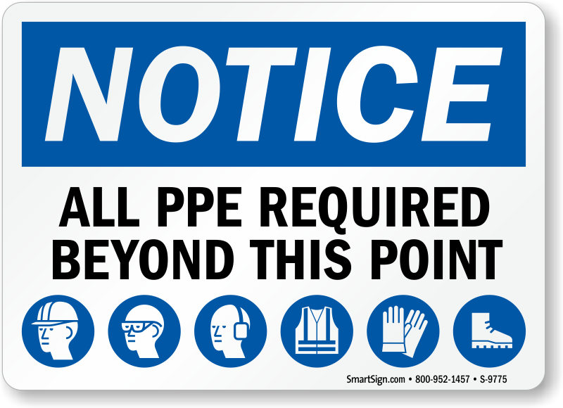 <p>Protective equipment required </p>