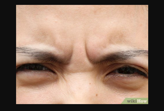 <p>eyebrows down</p>