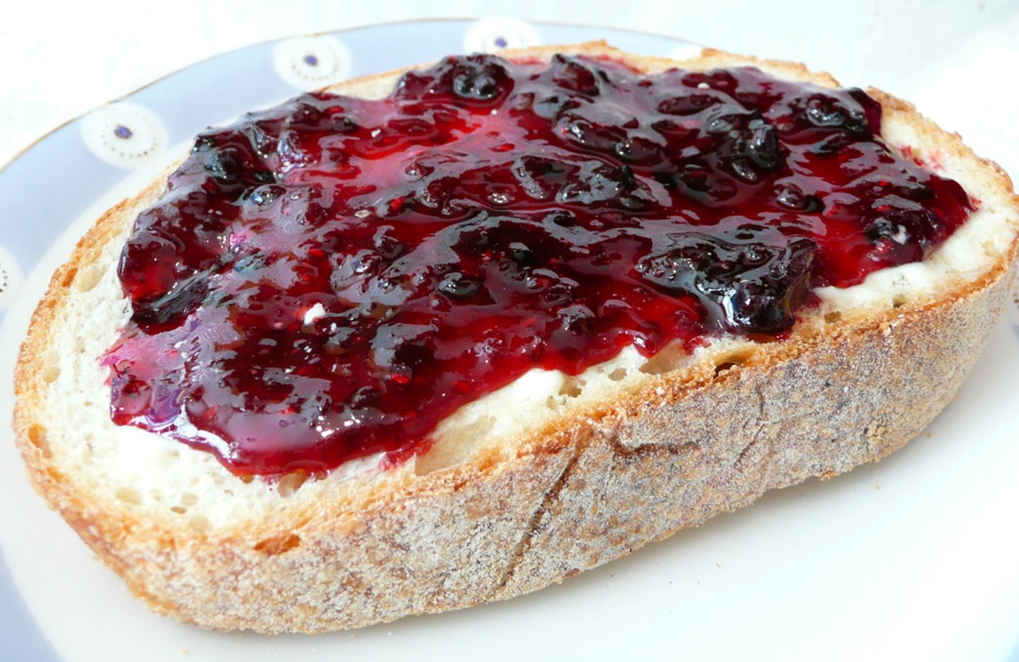 <p>slice of bread toasted with butter and / or jelly</p>