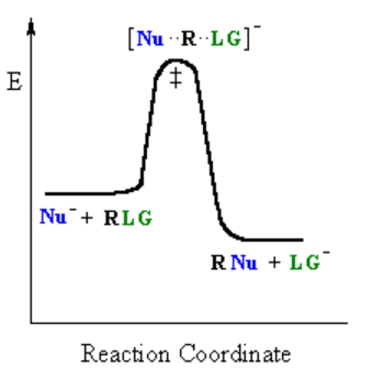 <p>What reaction mechanism does the reaction coordinate diagram represent?</p>
