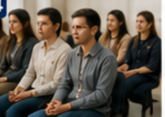 <p>be seated in a row</p>
