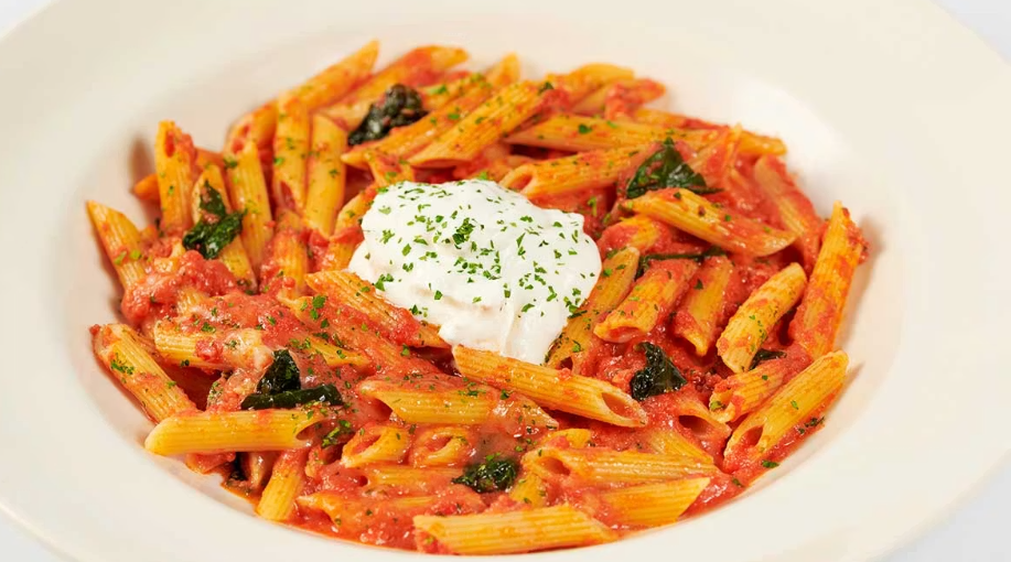<p>Penne Pasta, Mozzarella, Ricotta, Romano and Parmesan Cheeses, Marinara Sauce and Fresh Basil</p>